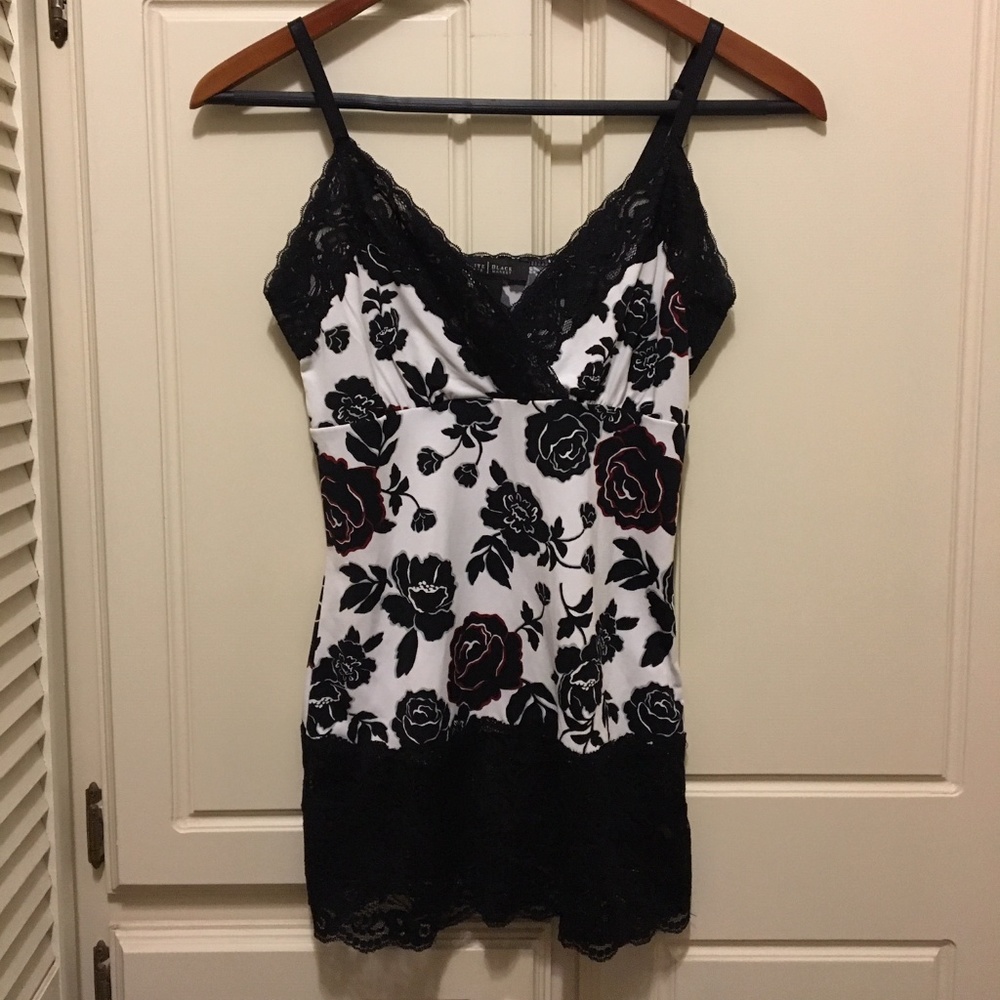 WHBM Rose Print Camisole - White/Black